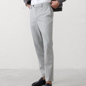 Banana Republic Men's Tapered Slim Ankle Pant, Grey Stripe, 32x30, NWT